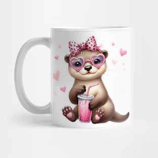 Valentine Otter Drinking Ice Cream Mug